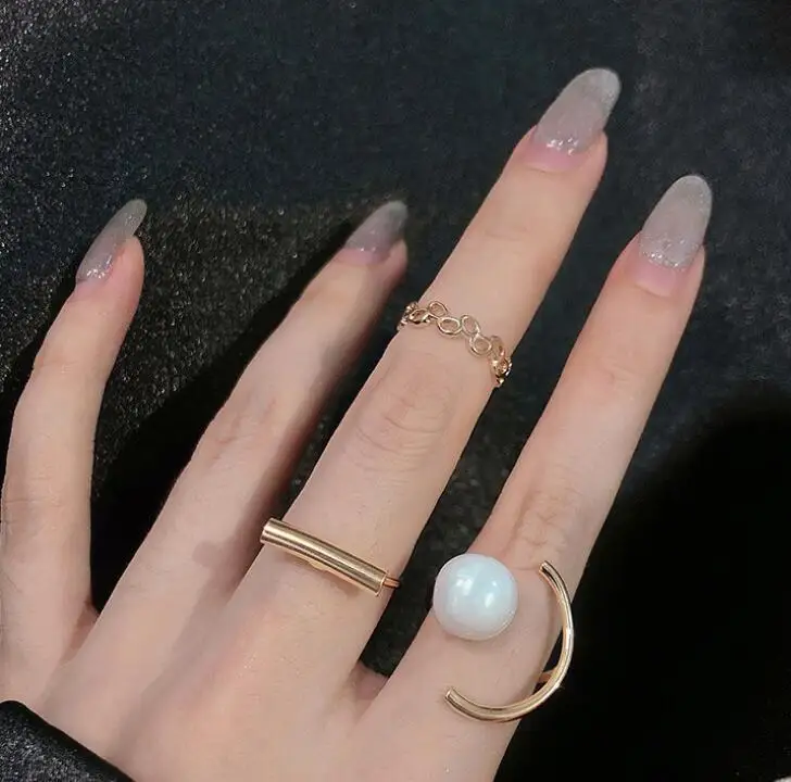 
3pcs/Sets Vintage Elegant Pearl Hand Knuckle Rings For Women Fashion Metal Rings Finger Ring Accessories Jewelry 