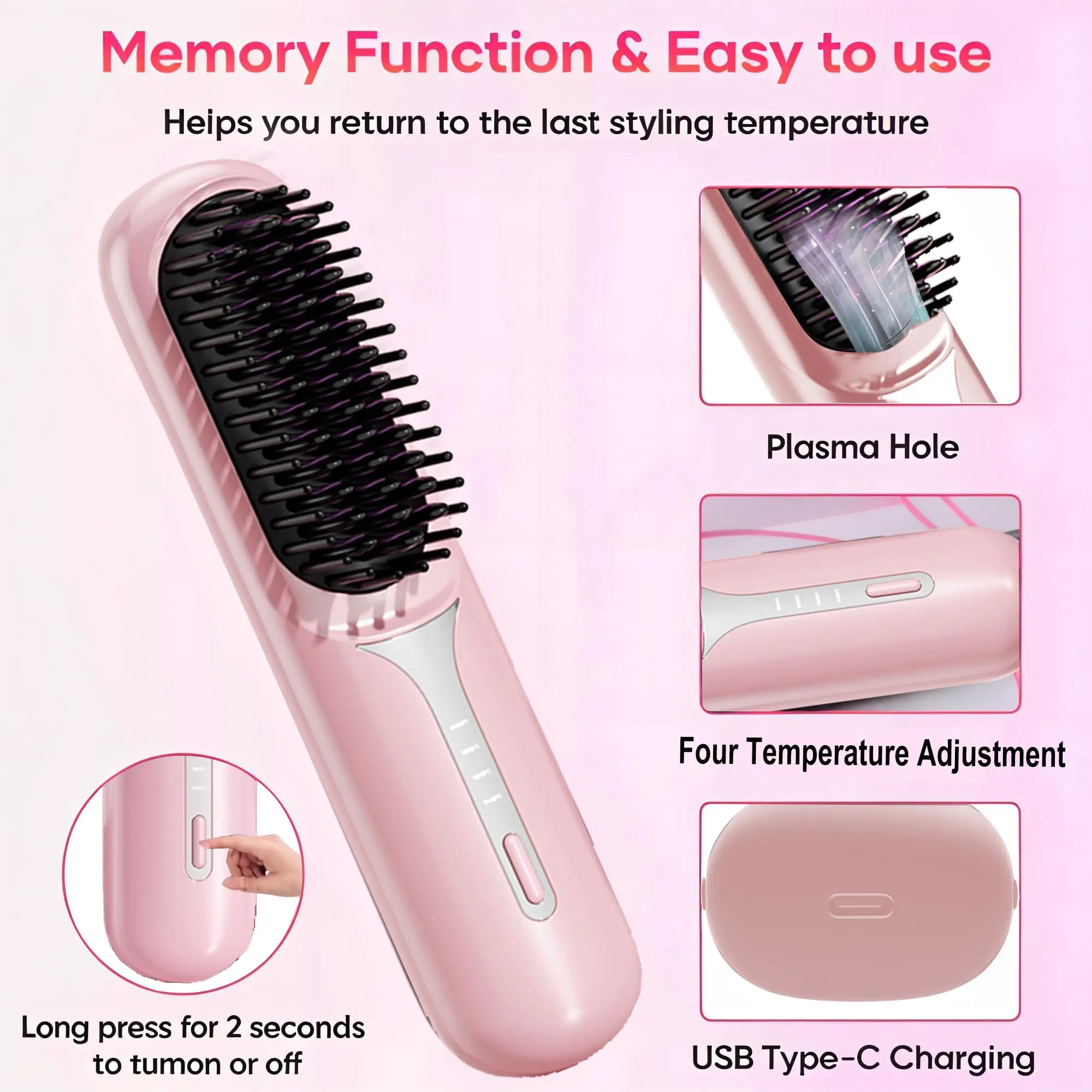 Smoothing Negative Ion Hair Care Comb Anti-Scald Ionic Hot Comb Straightener Portable Mini Travel Straightener Brush