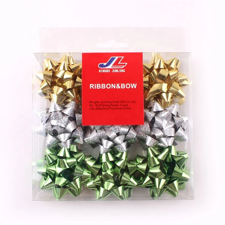 
Supply gift boxes wrap star flower ribbon mixed size assorted color star bow 