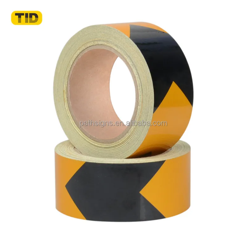 Glass Bead Reflective Strip Wholesale Black&Yellow Arrow Sticker Radium Sticker for Vehicle Truck Trailer Arrow Light