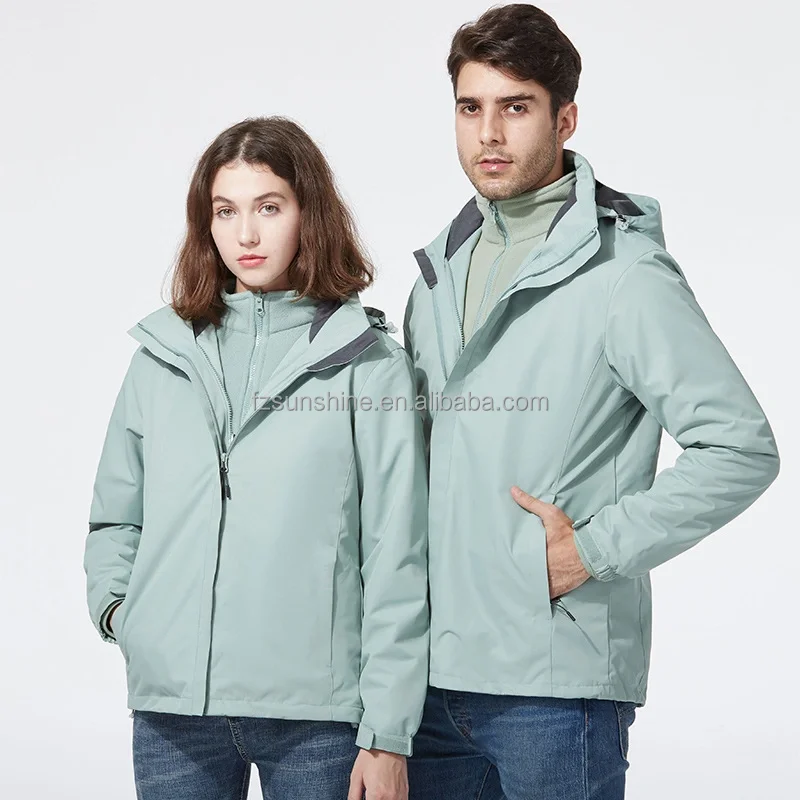 customize unisex 3 in 1 waterproof hooded china wholesale jacket womens and man
