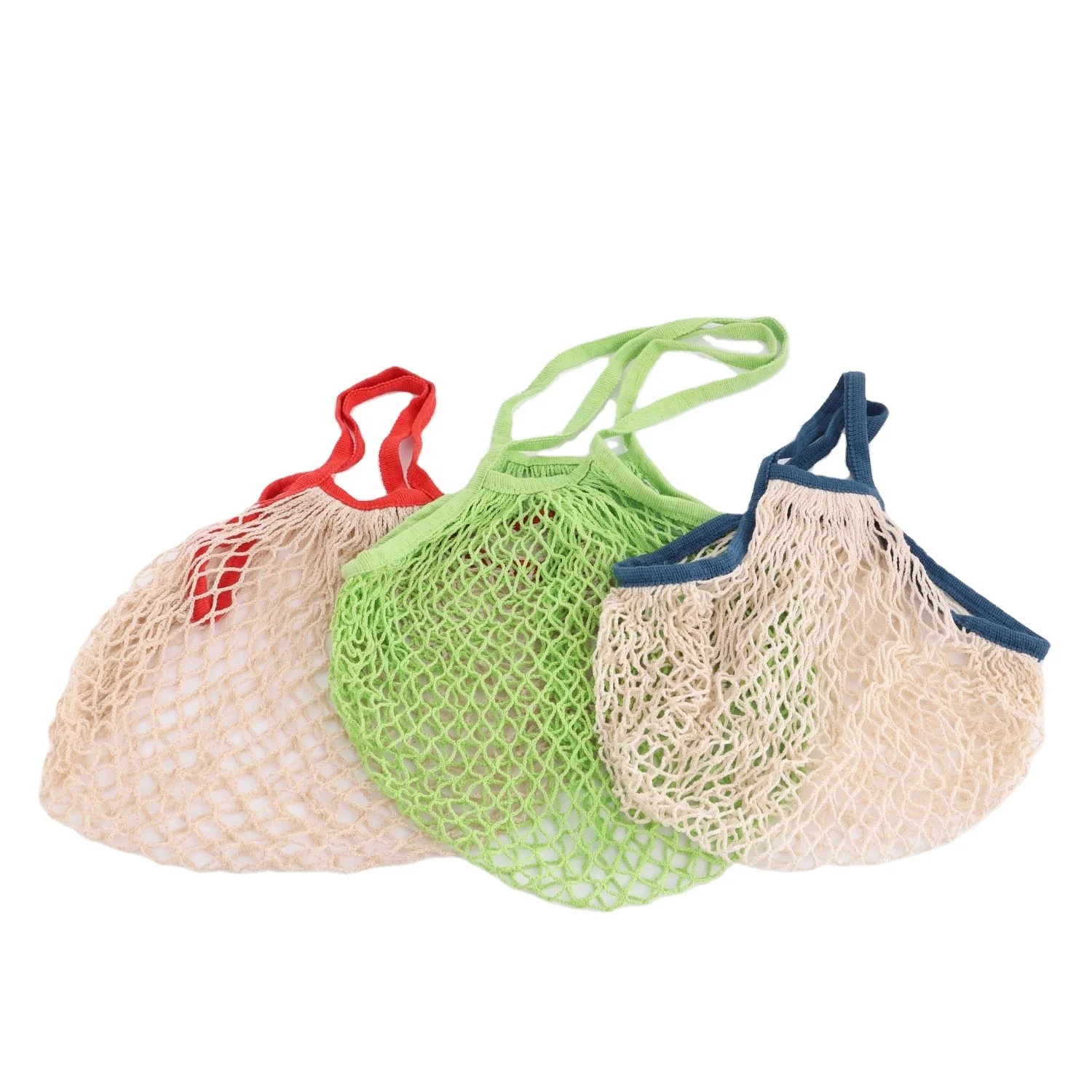 Various Colors Reusable 100% Cotton Mesh Tote Bag Shopping Mesh Bag