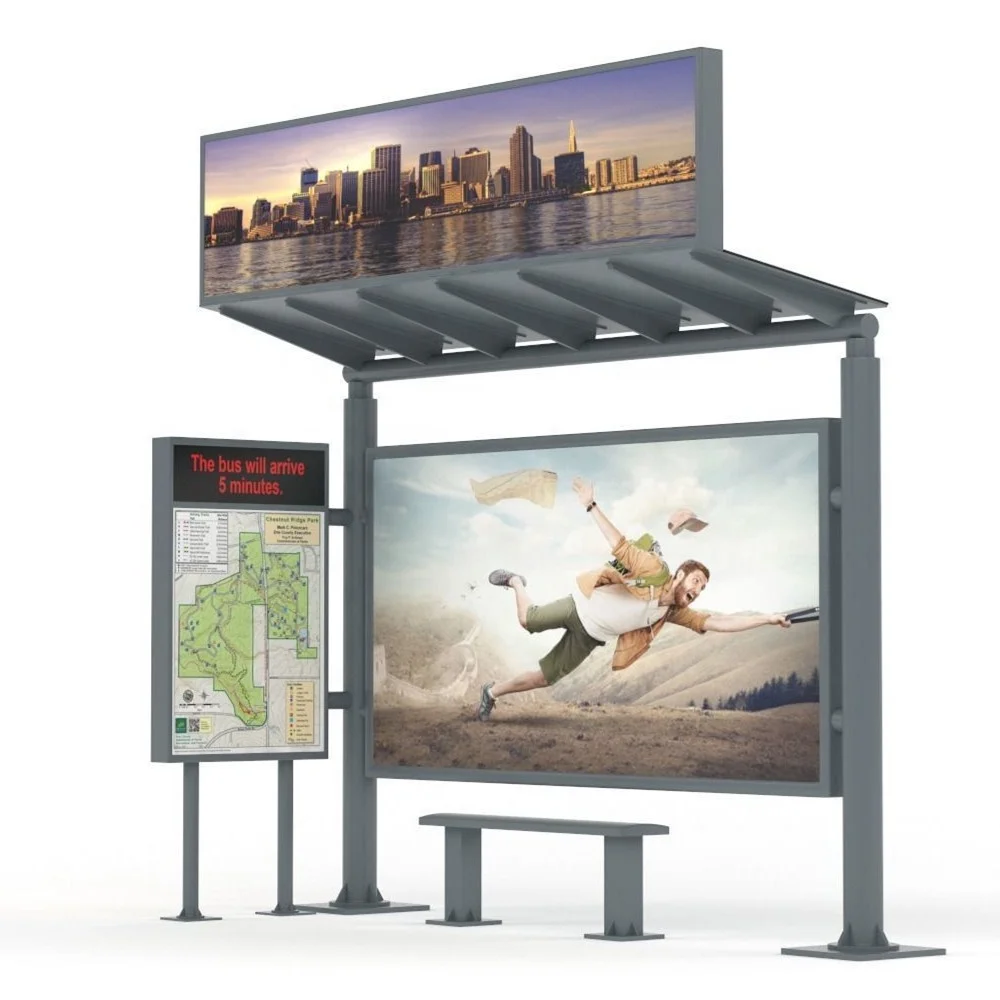 Укрытие для автобуса ожидания на солнечной энергии дизайнерская сборная автобусная остановка рекламная станция