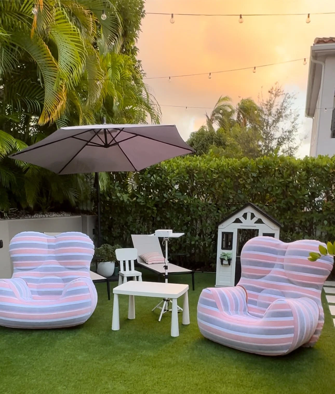 La Mamma Up5-6 Inflatable Chair Air Couch for Indoor & Outdoor Foldable Blow-Up Sofa for Bedroom Patio Backyard Camping Air Pump