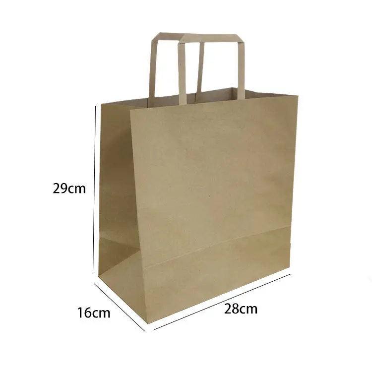 Manufacturer Cost Price Food Grade flat Handle Cheap Gift Shopping Kraft Paper Bag Printed Custom With Your Own Logo