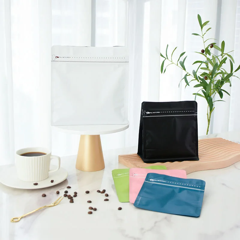 Free Sample Resealable 1kg 500g 250g Matt Flat Bottom Black Plastic Aluminum Foil Pack Coffee Bag With Valve And Zipper
