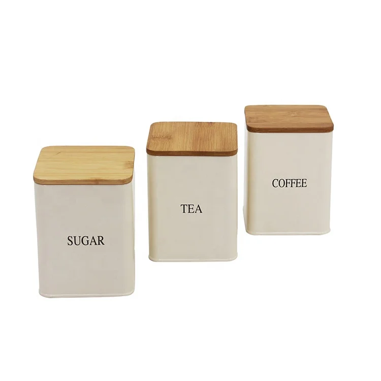 Metal Iron Bread Box and 3-Piece Sugar Tea Coffee Containers Sets Storage Bread Bin Canister Set for Kitchen