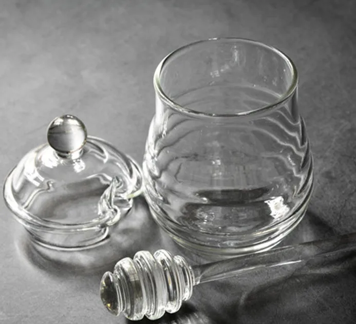 
260ML Crystal Glass With Stirrer Storage Honey Jam Seasoning Vortex pickle jar 