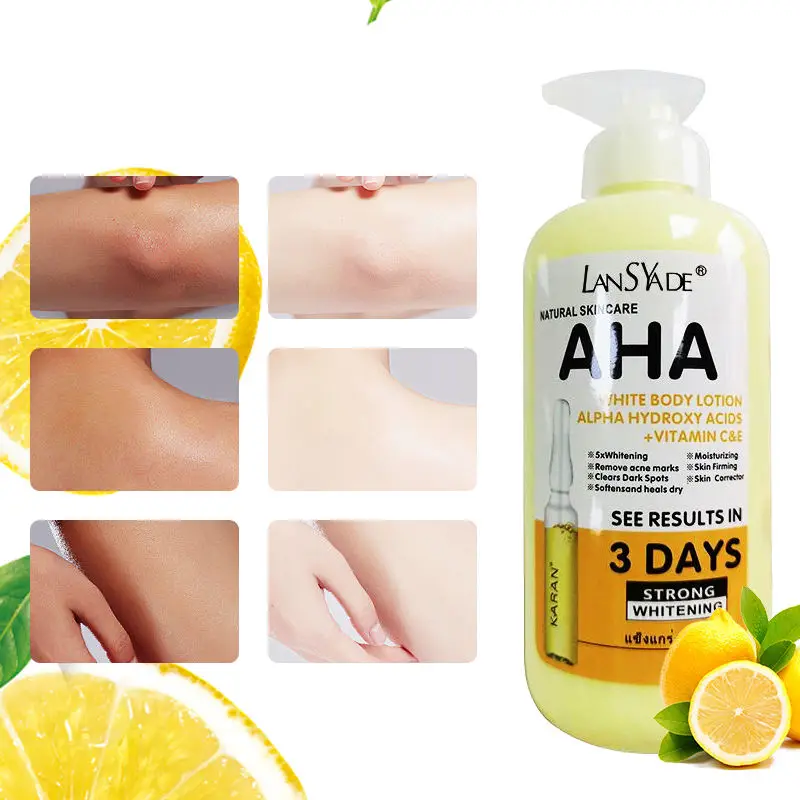 Wholesale Whitening Body Lotion Lightening Hydrating Body Milk AHA Vitamin C Shea Butter Nourish Skin Anti-aging
