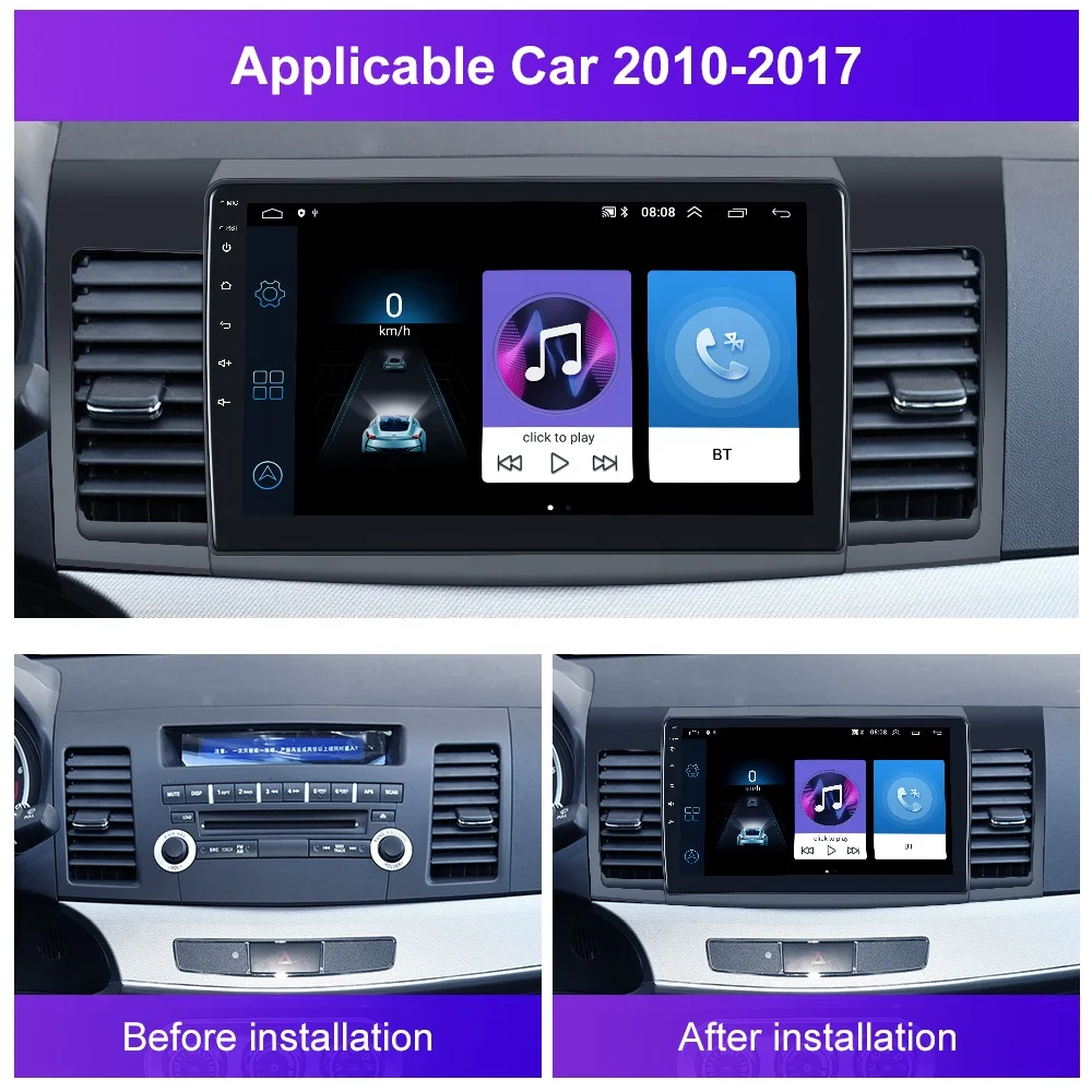 (AU/EU/US Stock) Podofo 10.1' Car Frame Screen Panel For Mitsubishi Lancer EX 2010-2017 Car Radio Frame Interior Accessories