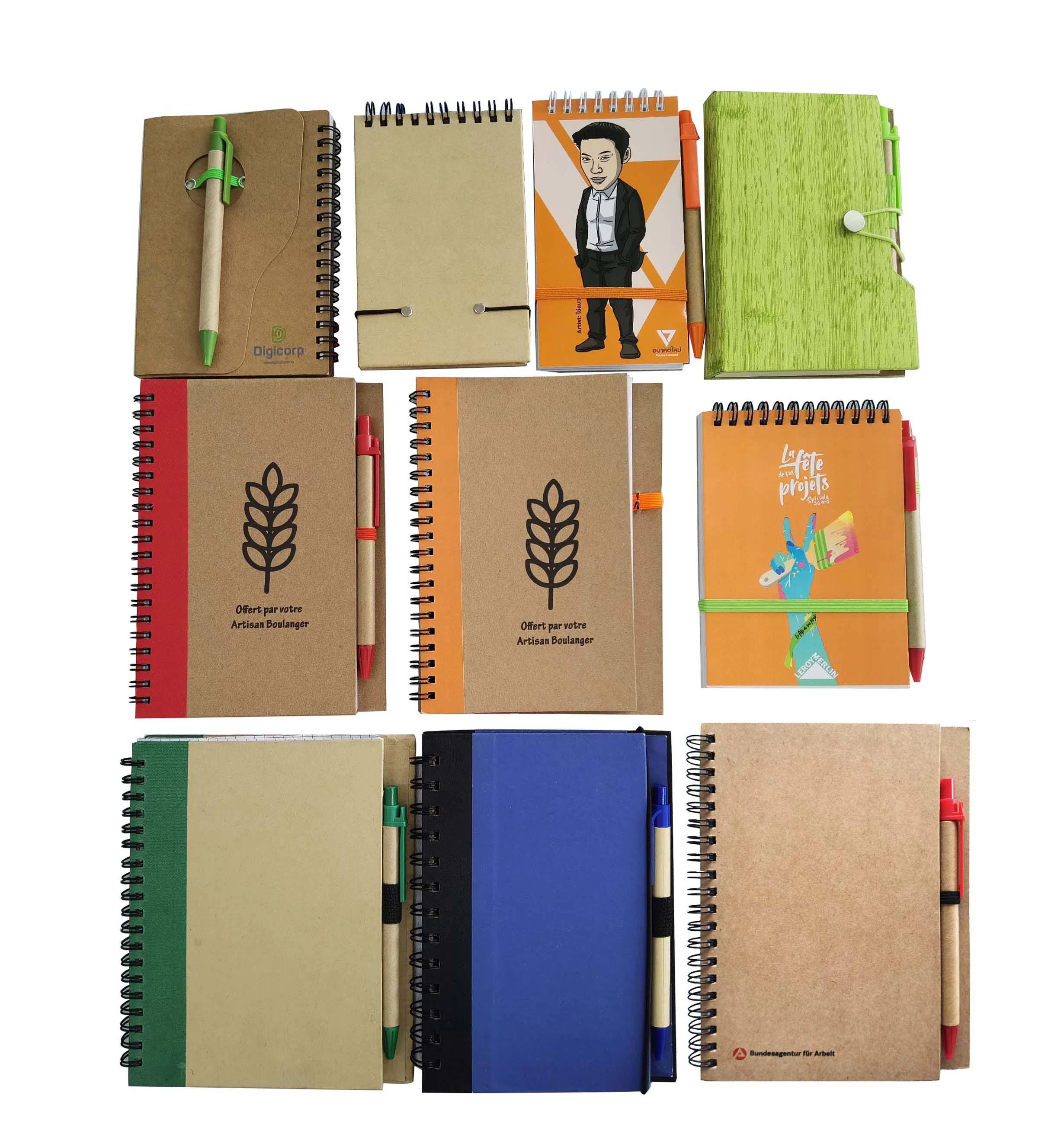 Personal Spiral Eco Memo Sticky Notes Flag Kraft Paper Note book Mini Small Notebook Custom Notepads With Pen And Sticky Note