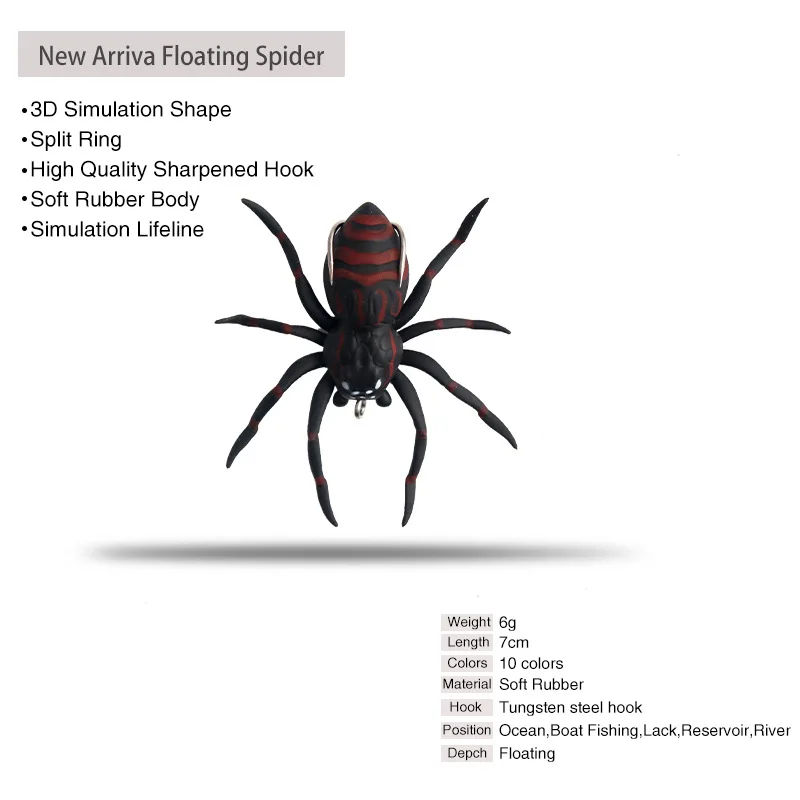 New product 4.7cm 6g silicone spider freshwater sea fishing soft bait