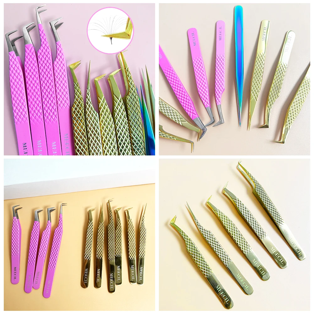 meecil Plastic silver wholesale private label tweezers stainless steel best lash tweezer packaging