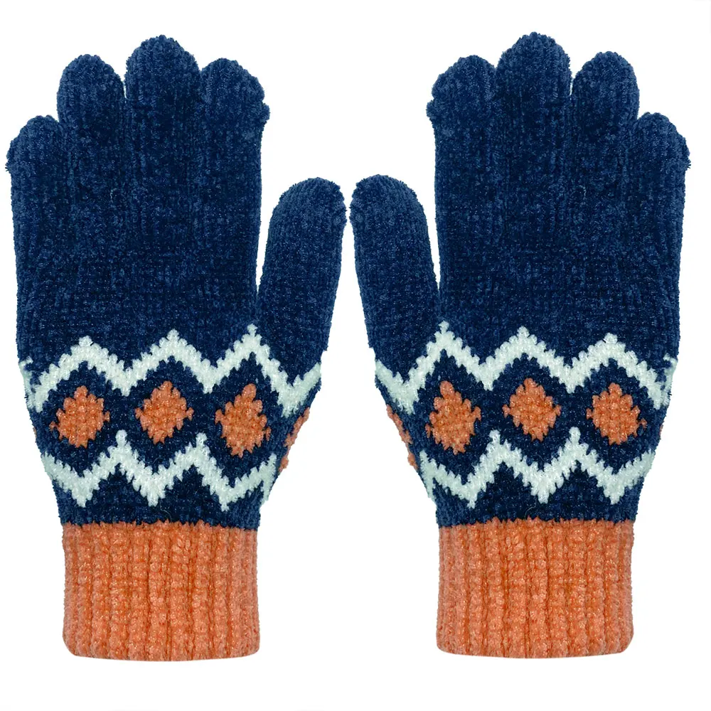 Jacquard Chenille Knitted Gloves Adults Winter Magic Stretch Gloves for Winter One Size ( 20 Cm ) Winter Warm Gloves Acrylic
