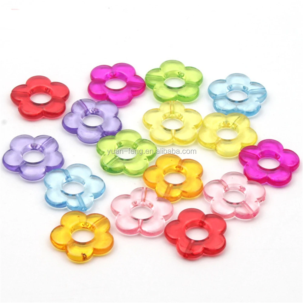 YF 19mm Garland Transparent Acrylic Flower Beads DIY Multicolor Beads Making