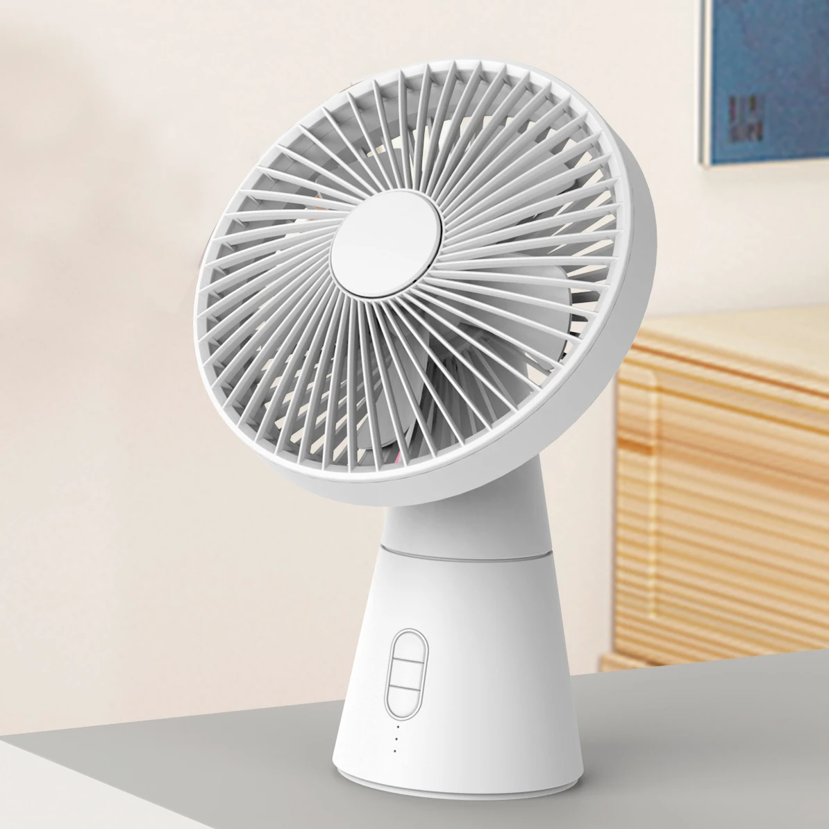 2021 Новый портативный Перезаряжаемый белый воздушный охлаждающий Usb беспроводной зарядный Настольный вентилятор Led маленький для домашнего