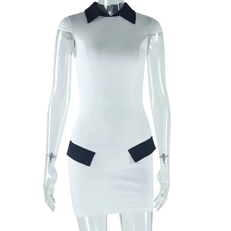 Summer Color Patchwork Mature Women Sexy Mini Dresses Short Sleeve O-neck Elegant A-line Office Dress