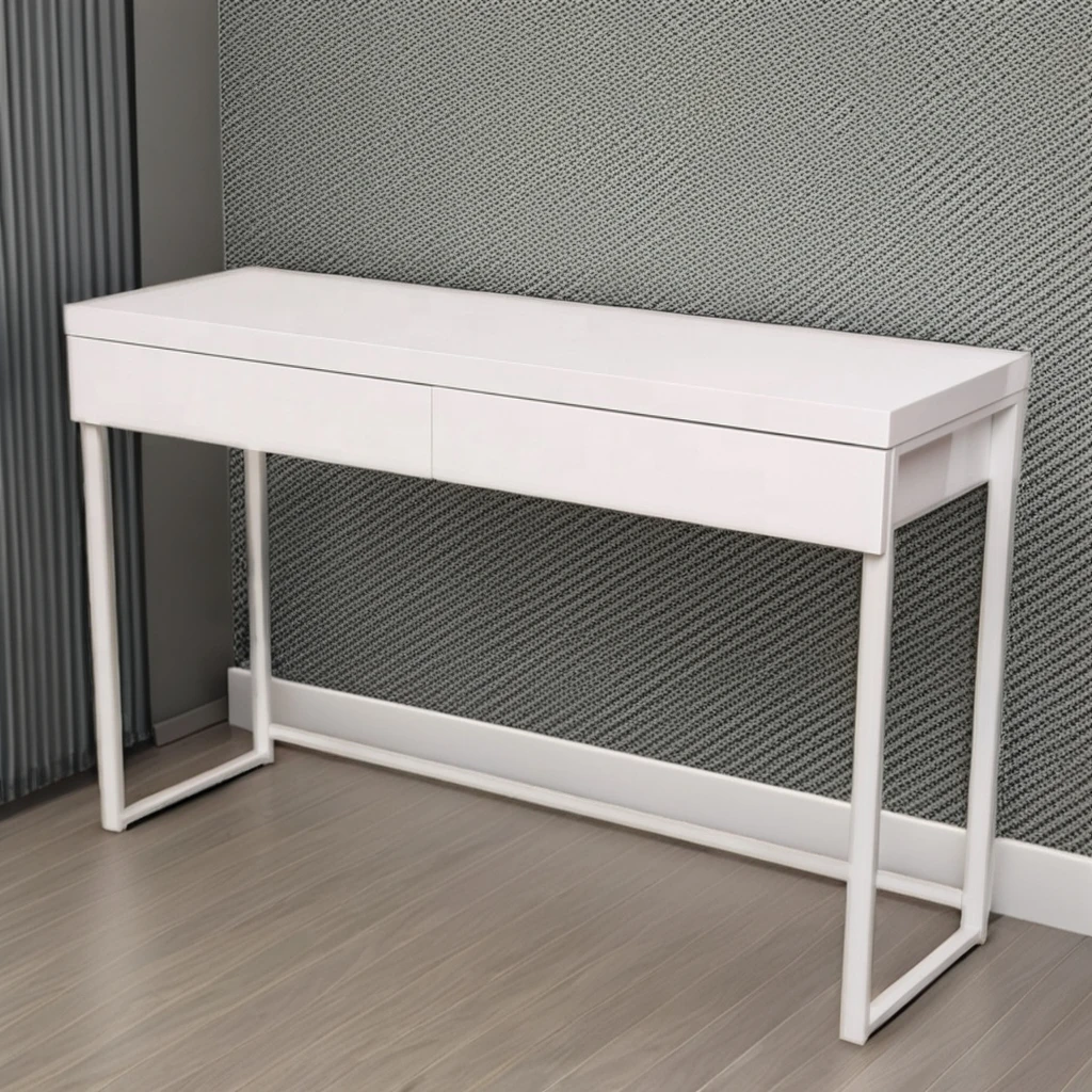 High Quality Customizable White PC Office Computer Desk with 2 Wooden Drawers Gaming Table for School Use