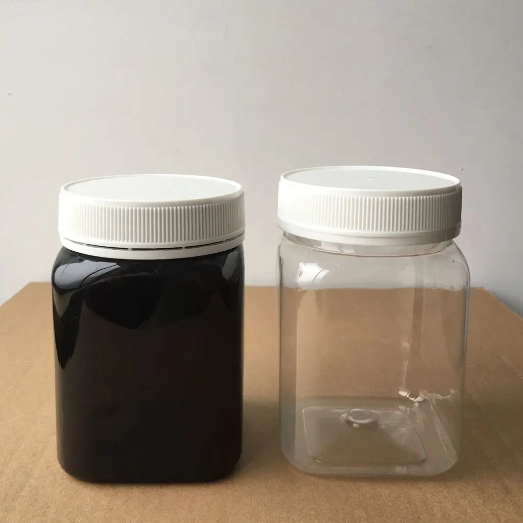 High Quality Food Container Jar for Honey 360ml Water 500ml Size square Plastic with Anti Theft Lid