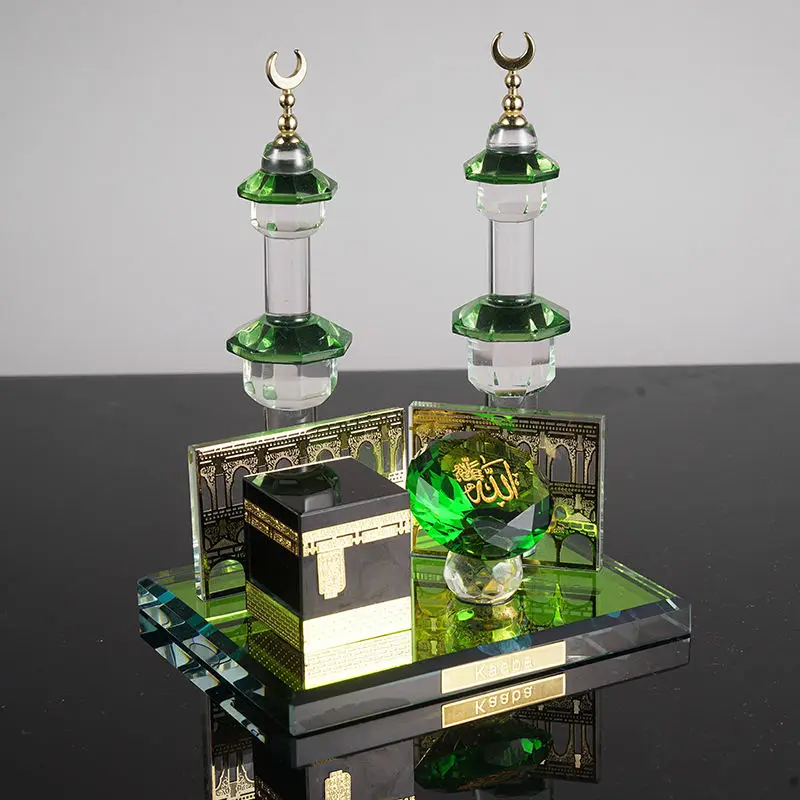 Crystal Kabba Makkah Mecca Clock Religious Model K9 Crystal Clear Crystal Souvenir
