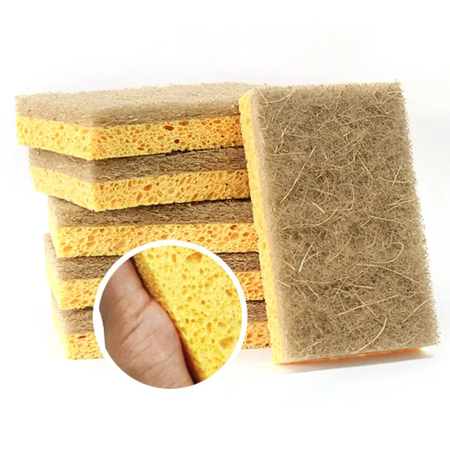 Wholesale Biodegradable Natural Kitchen Scrubber Compostable Eco Friendly Cellulose and Coconut Sponge