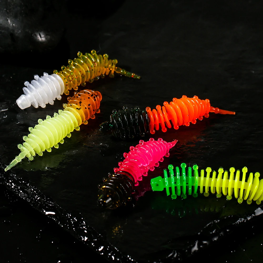 Multi color bionic insect 12pcs/bag bass trout silicone plastic worm bait Carp bulk soft bait fishing lures