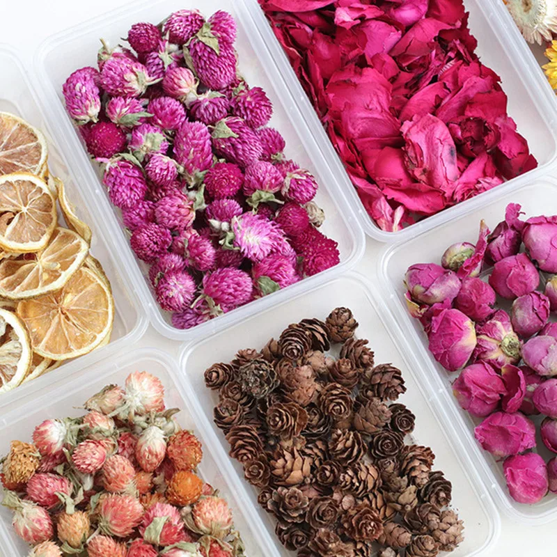 DIY сухие лепестки цветов, контейнеры, материалы для украшения свечей, сохраненные сухие цветы