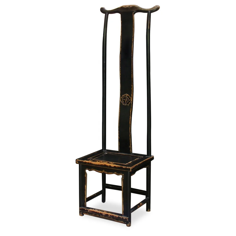 Chinese style antique classic high back kitchen restaurant solid wood hand painted dining chair