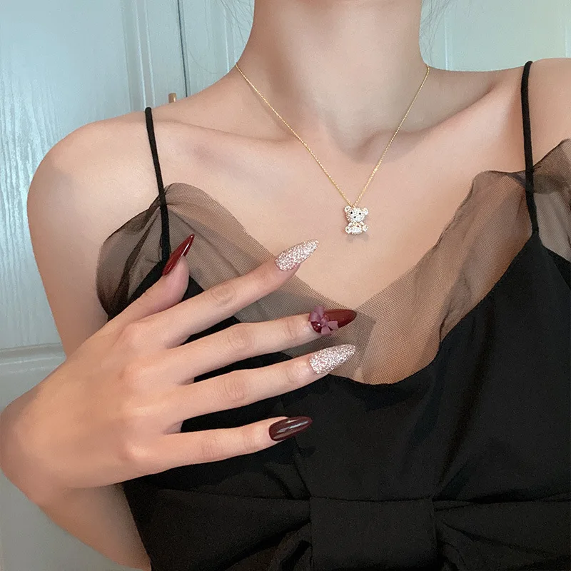 Очаровательное модное ожерелье с подвеской в виде плюшевого мишки