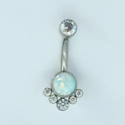 Custom Medical Grade ASTM F136 Titanium Piercing Ombligo Titanio Grado Implante Bezel Set Opal and CZ Designer Navel Piercing