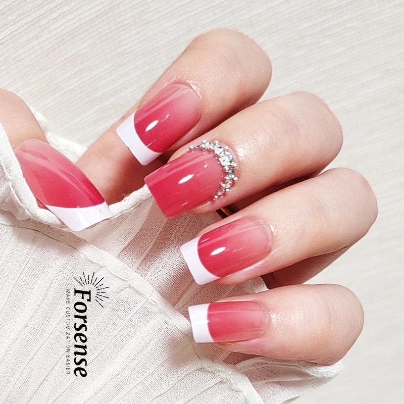 24 pcs luxury handmade rhinestone press on nails with charm high quality designer hand made 3d fake nail art reusable false nail