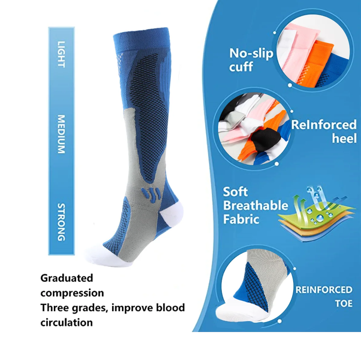 Custom compression knee high socks medical nurse sports compression equestrian socks