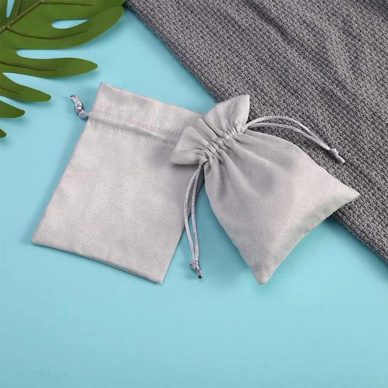 High Quality Velvet Fabric Drawstring Gift Packaging Bag Microfiber Dust Suede Pouch For Perfume Necklace