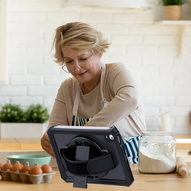 Universal 360 Degree Rotatable Black Loop Fastening Handle Grip With Adhesive Patch Tablet Hand Strap Holder For Tablet PC