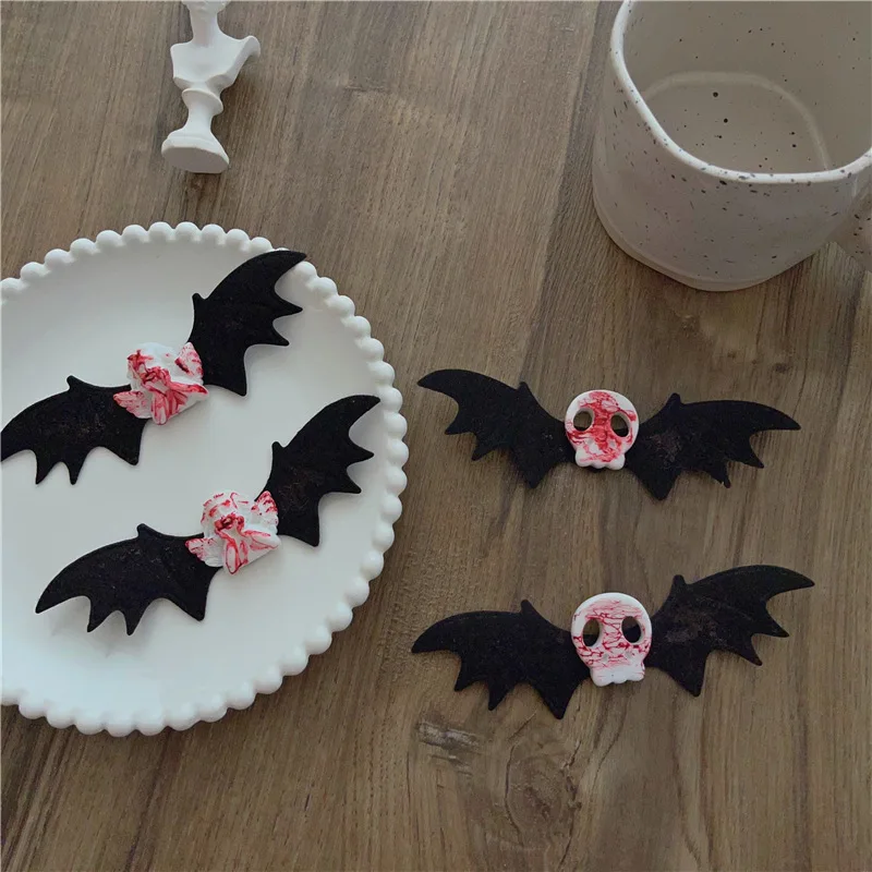 Halloween Dark Gothic Skull Bat Hair clips Edge clip Hairpin Fit for Cosplay Halloween Costume Accessories