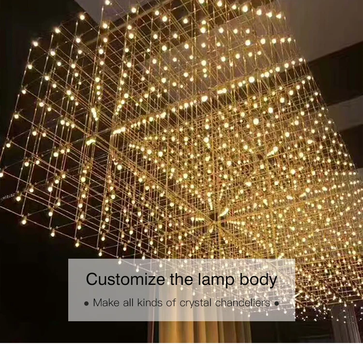 Custom glass k9 crystal art deco hotel lobby large project Indoor chandelier pendant lamp