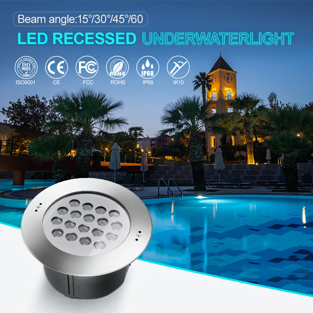 LED Recessed Pool Light 54W Waterproof IP68 Underwater Ground Buried Lamp Recessed Light LED Underground Light