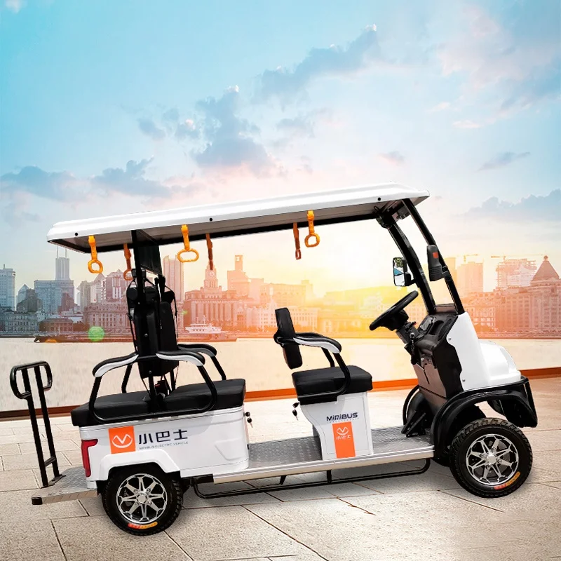 E680 Elderly Six-Seater Electric Pedicab Four-Wheel Walking Car with Sunshade for Scenic Sightseeing