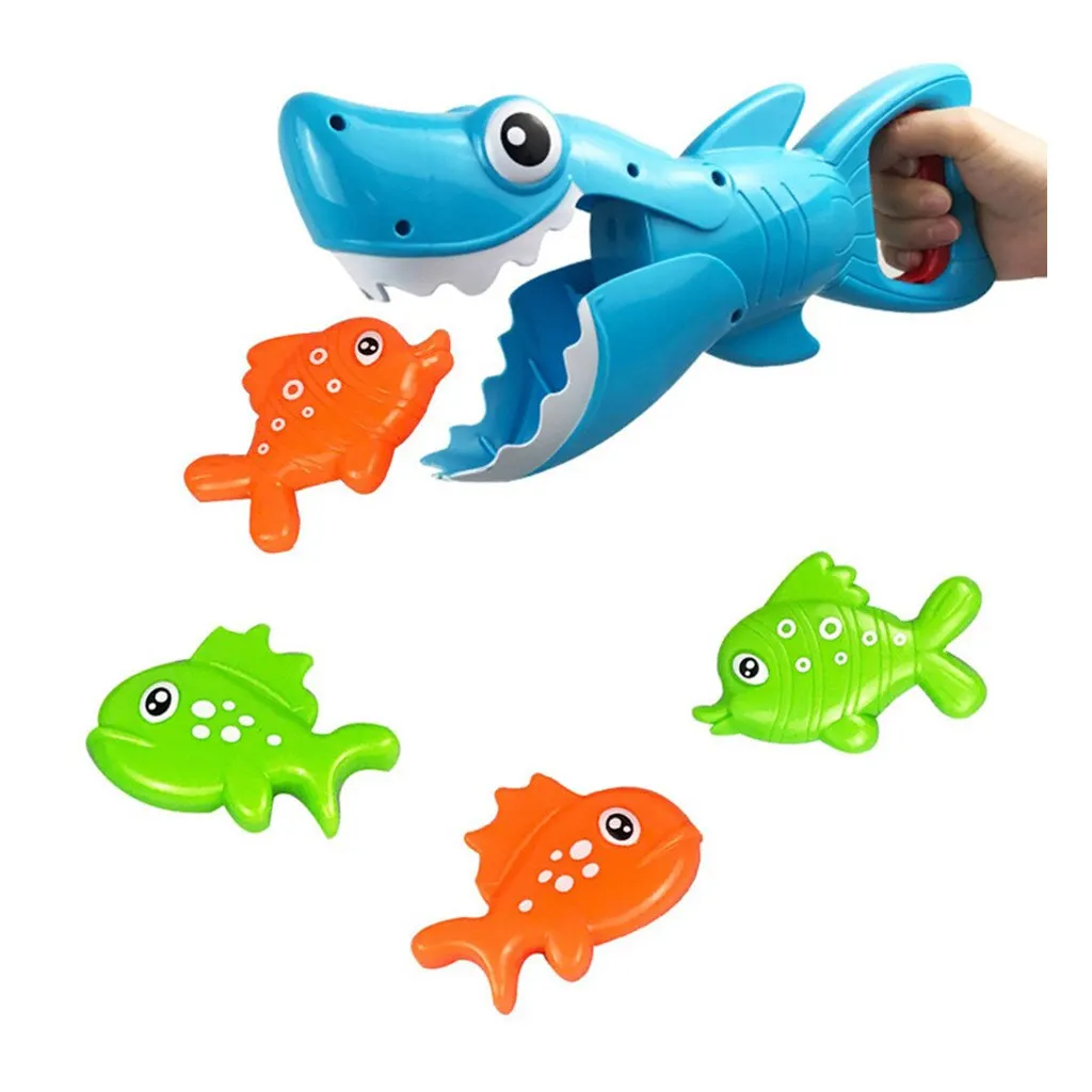 Funny Catching Shark Bath Toys Boys Girls Catching Game With 4 Fish Tub Interactive Bath Fishing Toys