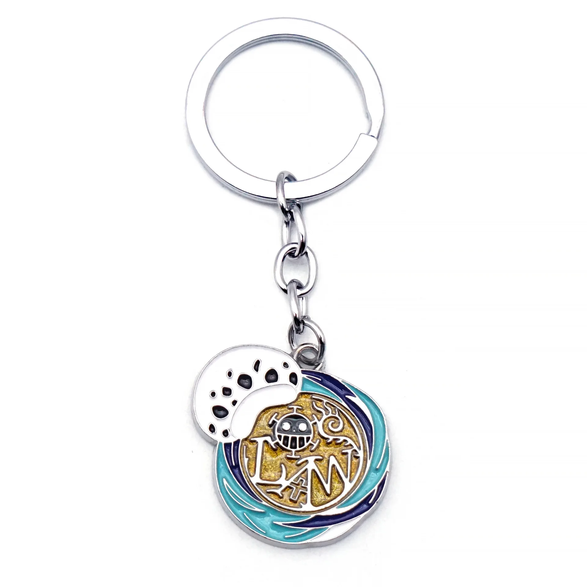 Wholesale 6 Designs Luffy Zoro Straw Hat Metal Enamel Keychain Anime Character Ace Custom Made Metal Keychain Hook Men Keyrings