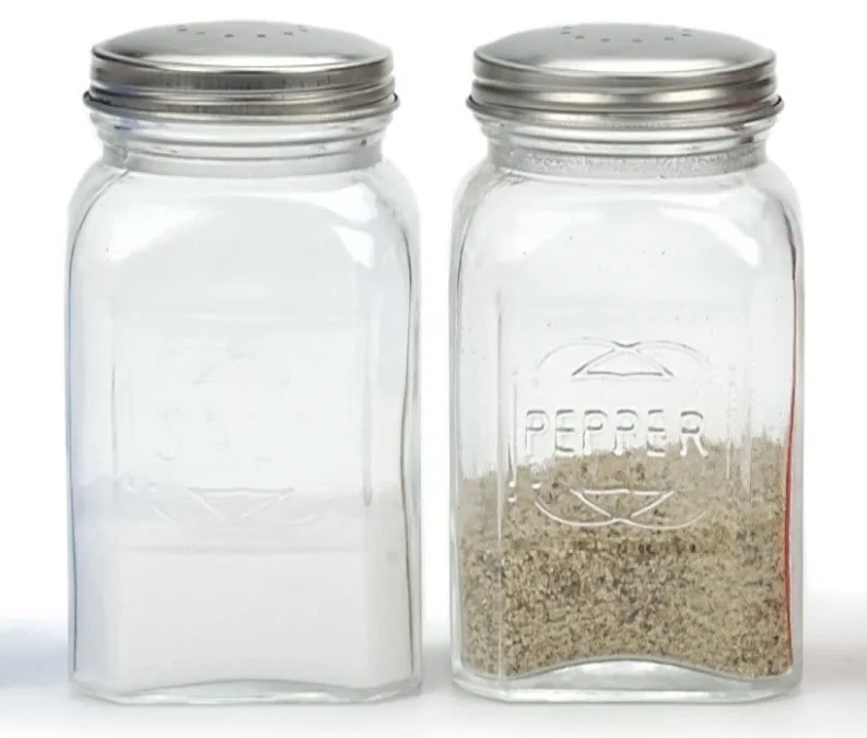 300ml square clear glass condiment set spice jar metal shaker
