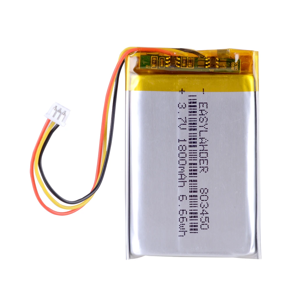
3.7V 1500mAh Lithium Polymer LiPo Rechargeable Battery with JST 1.25mm 3pin connector For MP3 DVD PAD camera GPS laptop 803450 