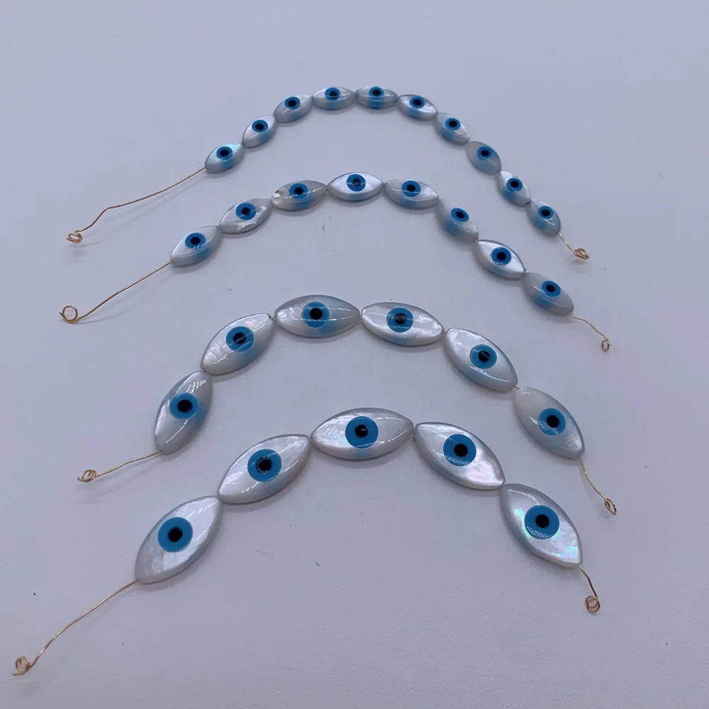 Fashion MOP Sea Shell Marquise Blue Evil Eye Beads For diy Jewelry Making Accessories Wholesale