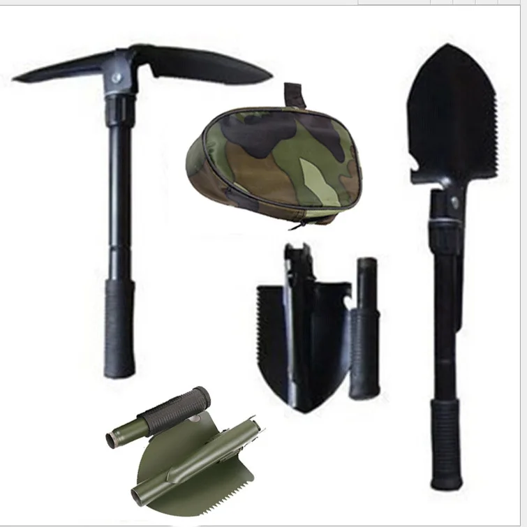 Factory direct outdoor supplies shovel garden tool stainless steel multifunctional folding shovel engineer shovel