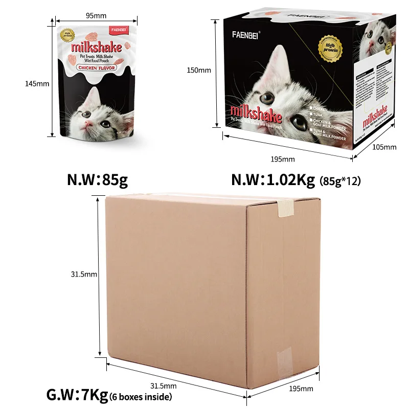 wholesale 85g * 12 bags Pet snacks Milkshake Cat snacks Cat wet food