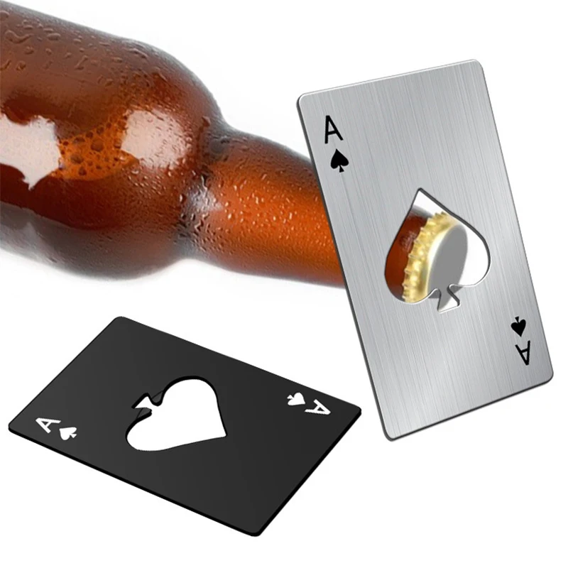 Stainless Steel Poke Card Shape Credit Card Beer Can Opener for Kitchen Utensil