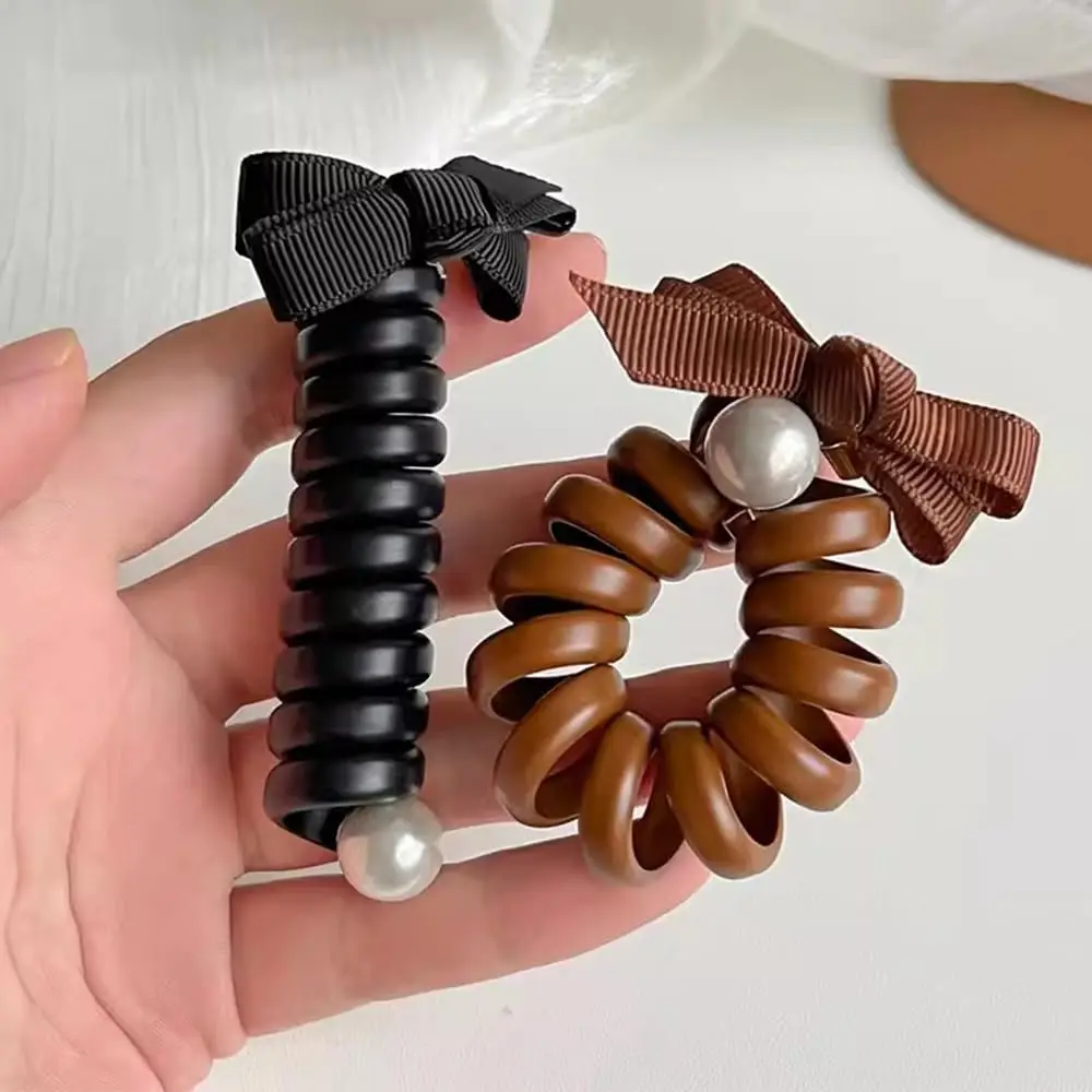2023 New Rubber Hair Band Headwear Elastic Bowknot Braided Telephone Spiral Hair Ties