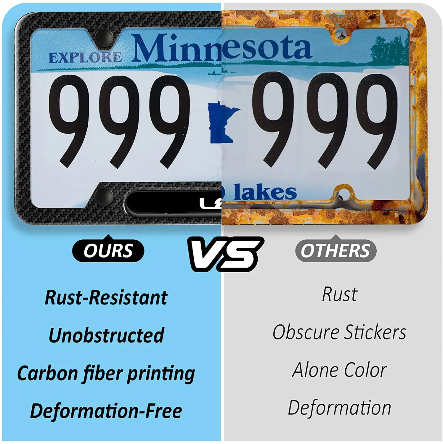 Carbon fiber printing  no rust  easy to install and use  car license plate