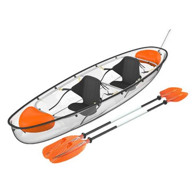 Lureking 2020 New Light Weight 2 Persons Transparent Polycarbonate Material Clear PC Plastic Kayak Fishing Boat with 2 paddles