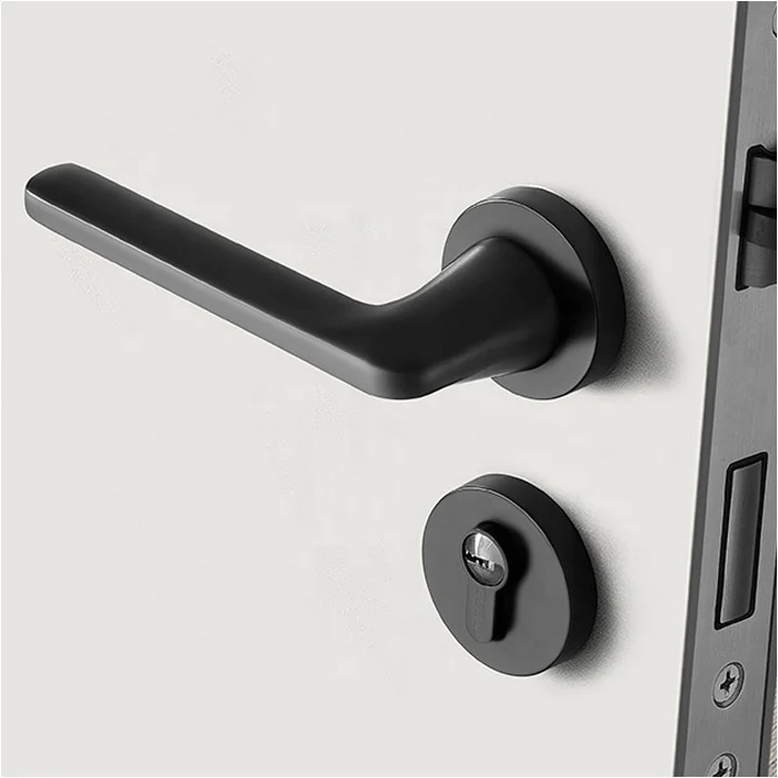 High Quality zinc Split lock magnetic suction mute Door Handle Lock Set Modern Simple Wood Door Handle
